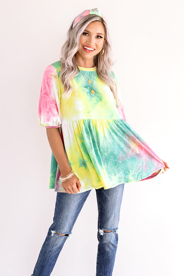 Cheek Kisses Tie Dye Babydoll Top Image - 1