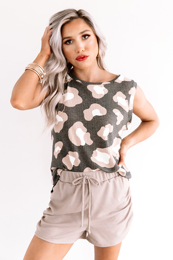 Ever So Effortless Leopard Top In Charcoal