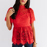 Champagne Splash Lace Top In Red Image - 1
