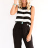 Carry A Smile Stripe Top in Black Image - 1