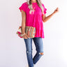 Coffee Date Crushin' Babydoll Top In Hot Pink Image - 1