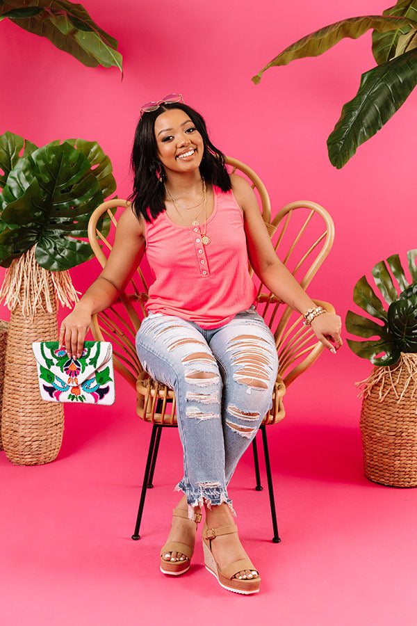 Sunny And 75 Ribbed Tank in Neon Pink Image - 2