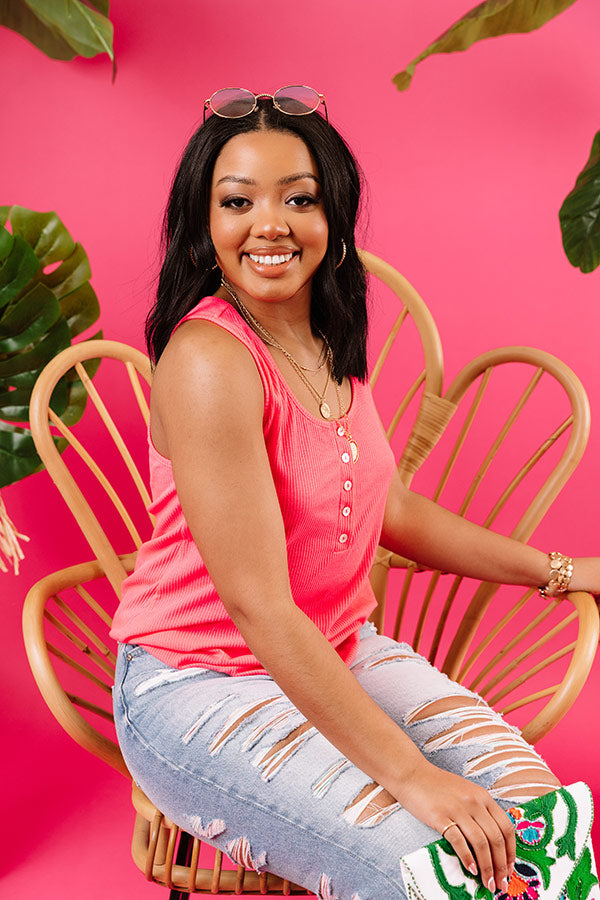 Sunny And 75 Ribbed Tank in Neon Pink Image - 1