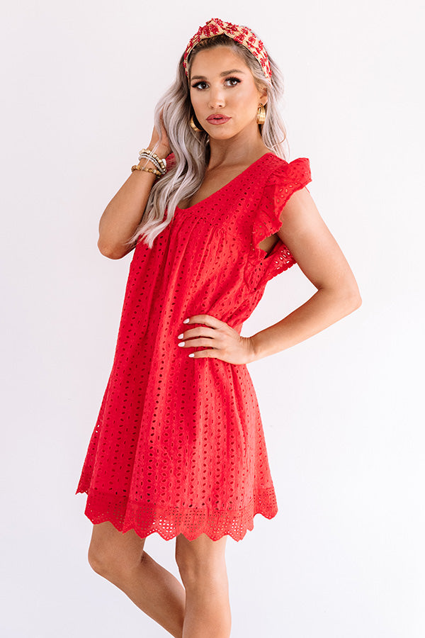 Belize It Or Not Eyelet Dress in Red Image - 1