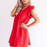 Belize It Or Not Eyelet Dress in Red Image - 1