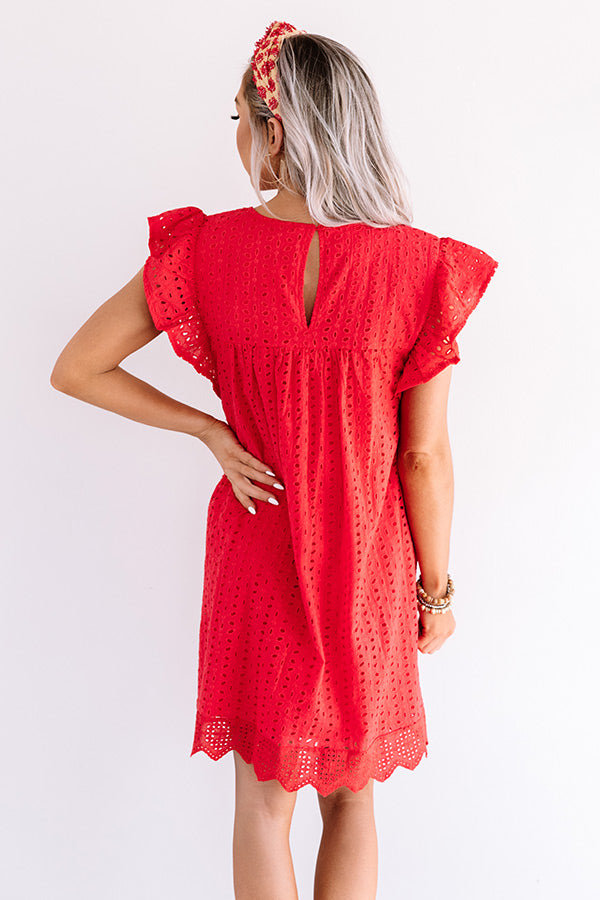 Belize It Or Not Eyelet Dress in Red Image - 5