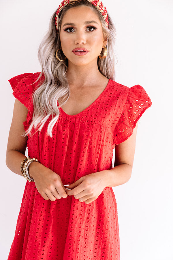 Belize It Or Not Eyelet Dress in Red Image - 4