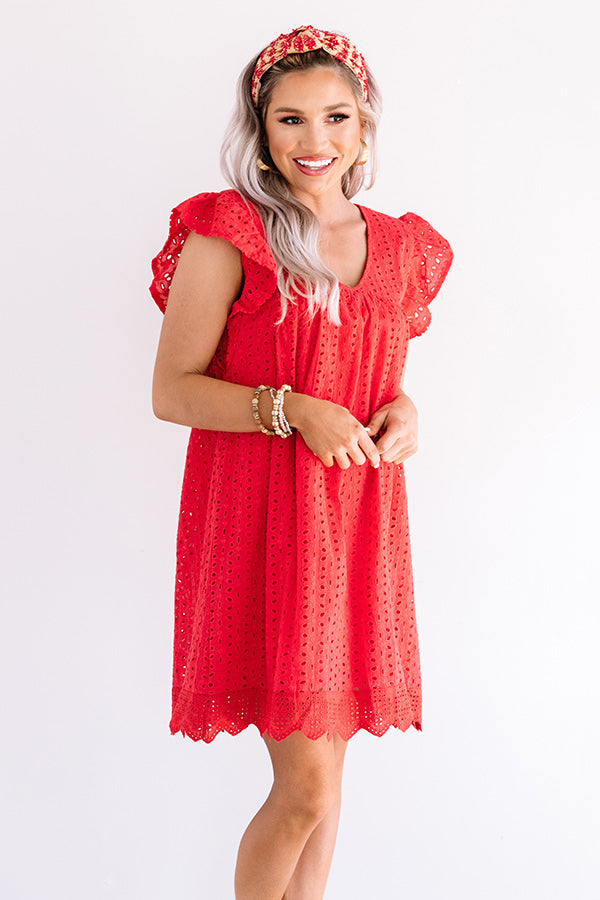 Belize It Or Not Eyelet Dress in Red Image - 3