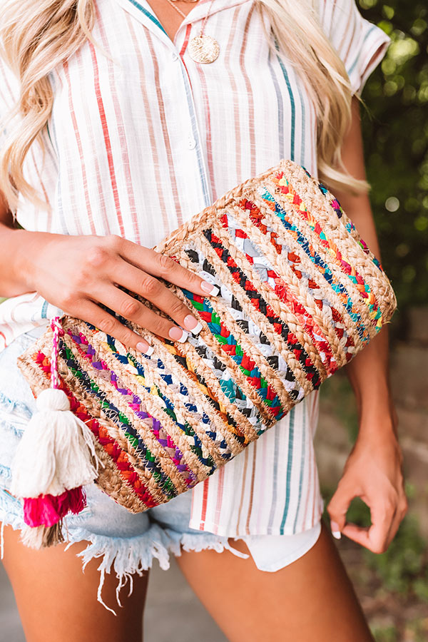 Chic Lifestyle Woven Clutch In Multi Image - 2