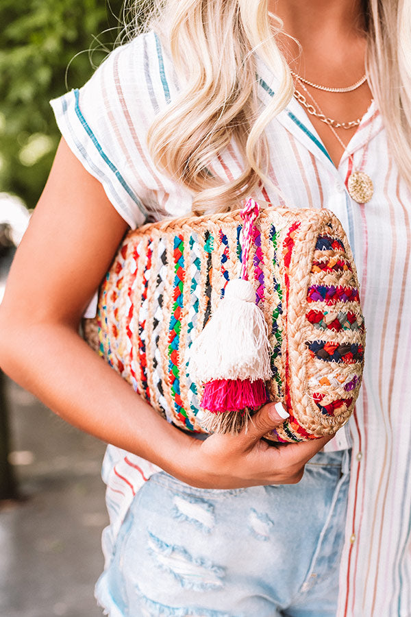 Chic Lifestyle Woven Clutch In Multi Image - 1