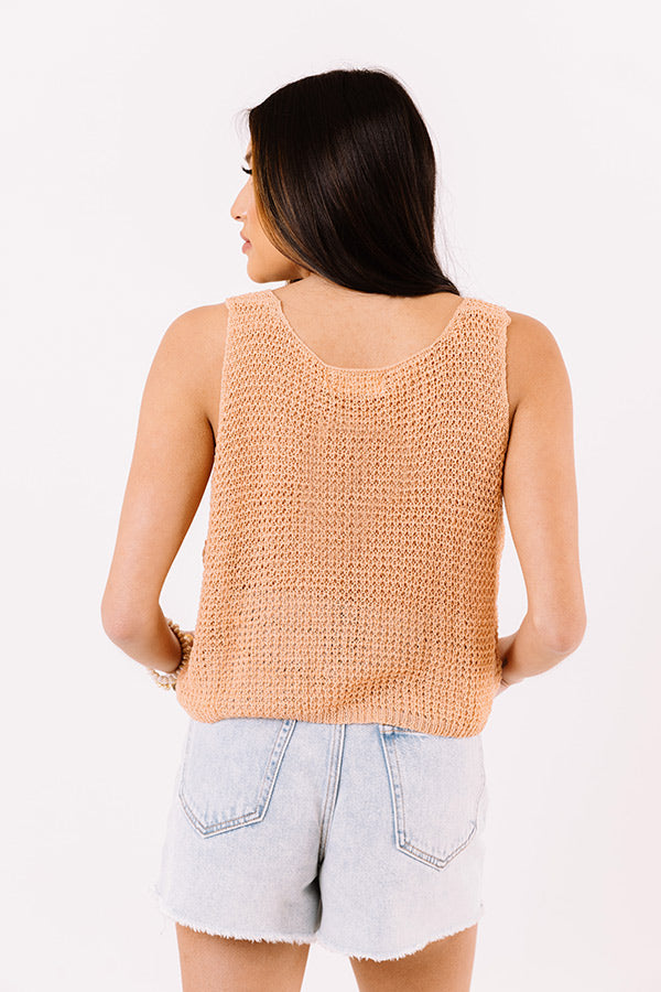 Acting Shy Knit Tank In Peach Image - 4