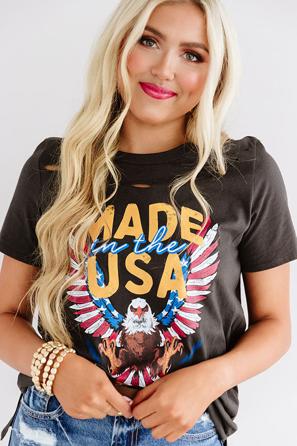 Made In The USA Distressed Boyfriend Tee • Impressions Online Boutique