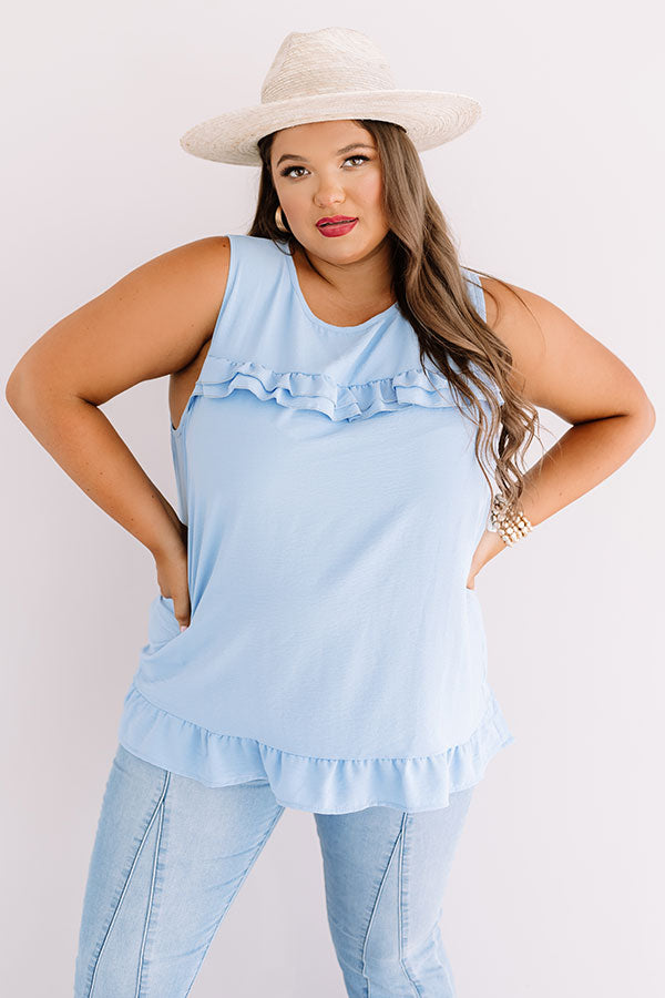 Pleasant Afternoon Shift Top In Sky Blue Curves Image - 2