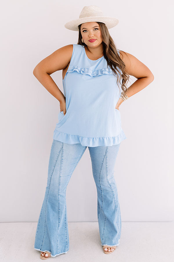 Pleasant Afternoon Shift Top In Sky Blue Curves Image - 1