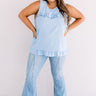 Pleasant Afternoon Shift Top In Sky Blue Curves Image - 1