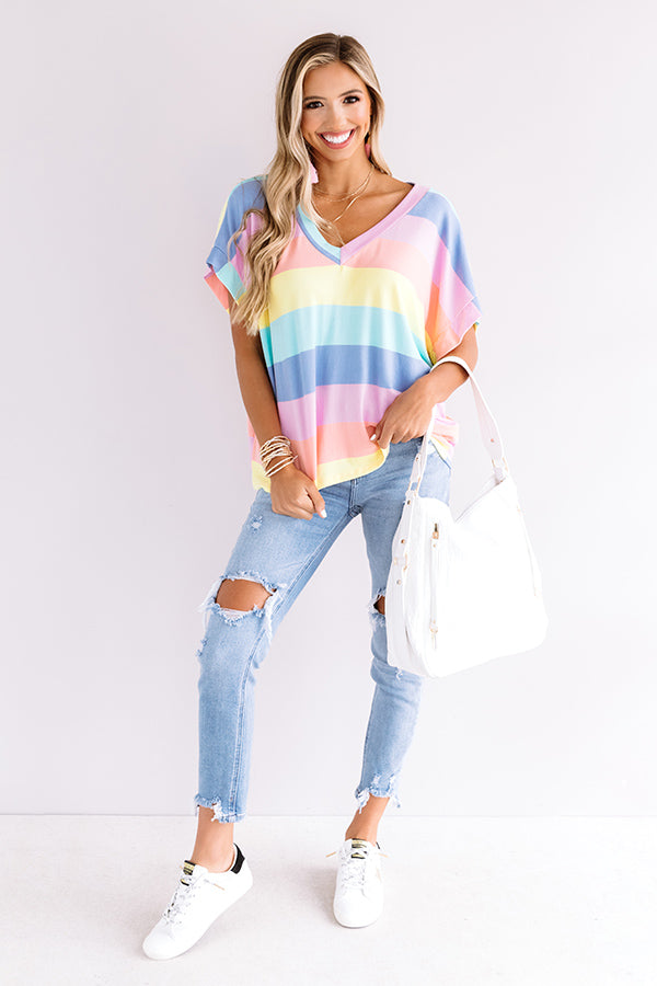 Splendid Times Stripe Shift Tee In Pink Image - 2