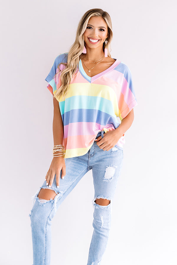 Splendid Times Stripe Shift Tee In Pink Image - 3