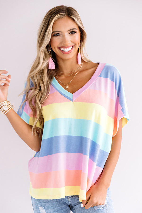 Splendid Times Stripe Shift Tee In Pink Image - 4