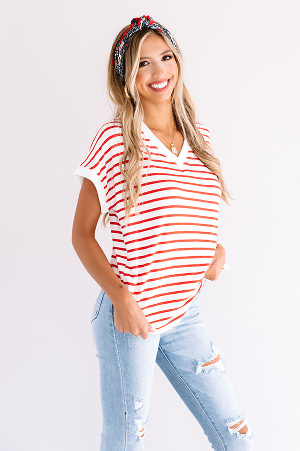 Weekend Wind Down Stripe Shift Top In Red Image - 3
