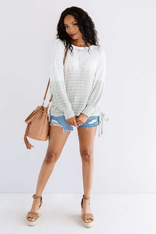 Me, My Selfie, And I Knit Shift Top In Sage Image - 2