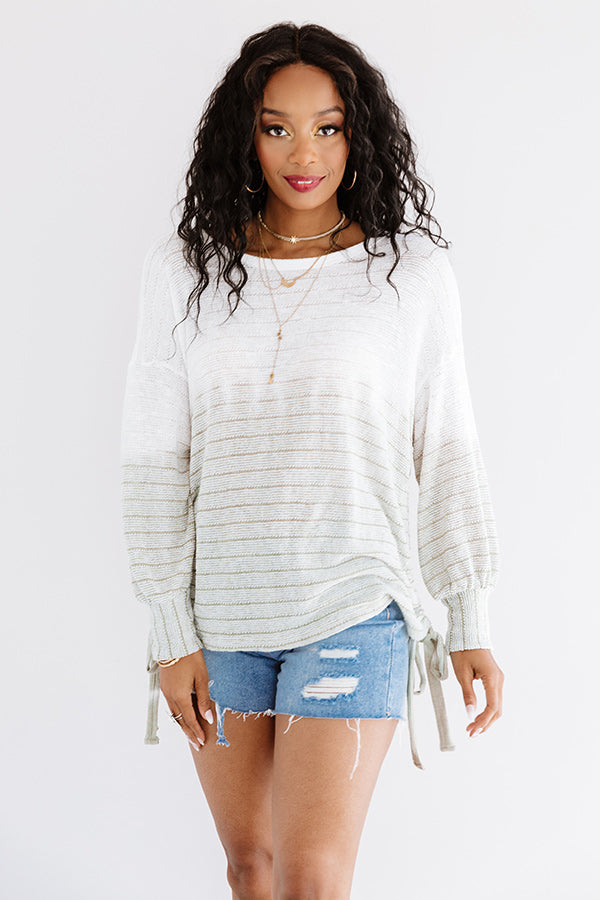 Me, My Selfie, And I Knit Shift Top In Sage Image - 3