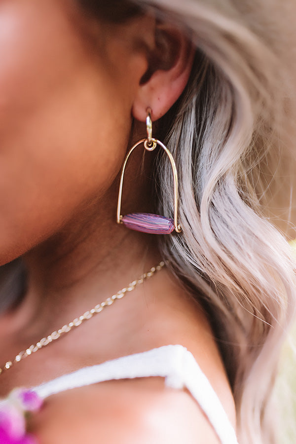 Kendra Scott Sassy Gold Statement Earrings in Pink Rainbow Calsilica Image - 2