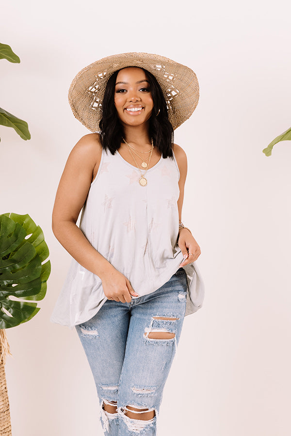 Wish On A Star Shift Tank In Grey Image - 3