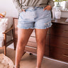 The Anton High Waist Distressed Shorts In Light Wash Curves Image - 1