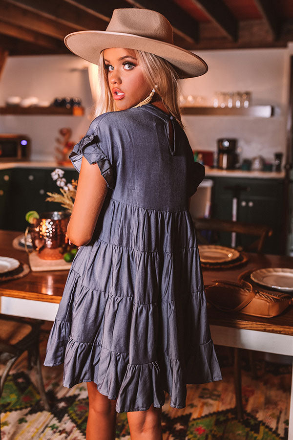 Secret Moments Babydoll Dress In Dark Wash Image - 3