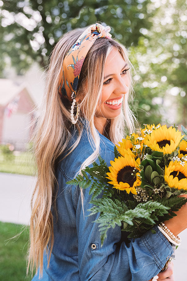 Giving Grace Floral Scarf In Honey Image - 1