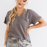 Sedona Moment Waffle Knit Shift Top In Charcoal Image - 1