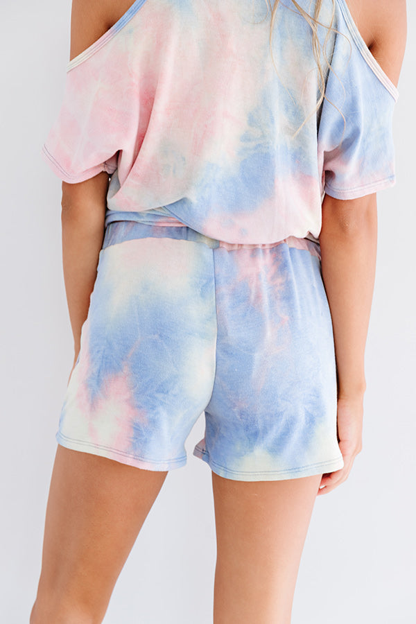 Coffee And Cozy Tie Dye Shorts In Periwinkle Image - 5