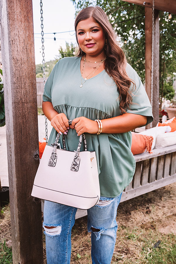 Downtown Brooklyn Babydoll Top In Sage Curves Image - 2