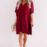 Chic Arrival Shift Dress In Wine Image - 1