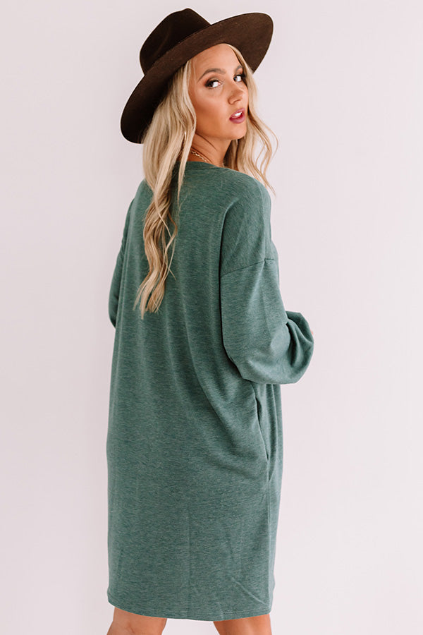 Backroad Bonfire Shift Dress In Hunter Green Image - 3