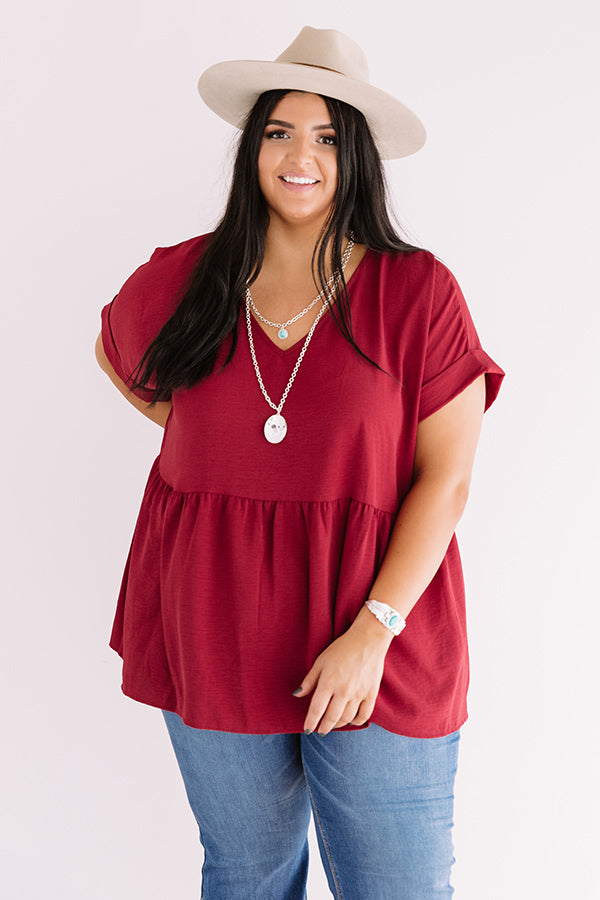 Backseat Sips Babydoll Top In Wine Curves Image - 3