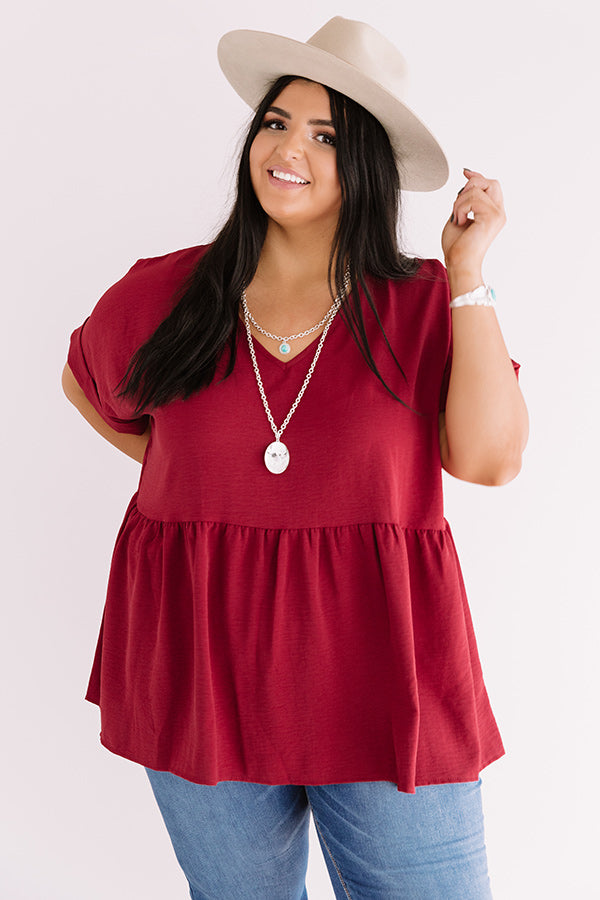 Backseat Sips Babydoll Top In Wine Curves Image - 1