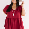 Backseat Sips Babydoll Top In Wine Curves Image - 1