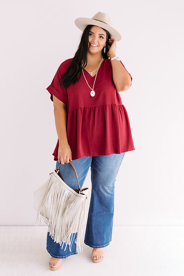 Backseat Sips Babydoll Top In Wine Curves Image - 2