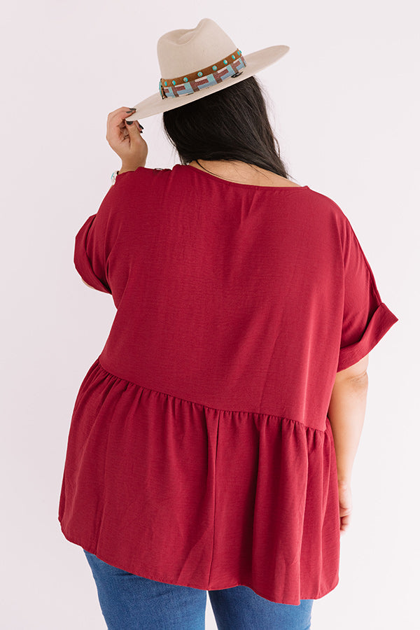 Backseat Sips Babydoll Top In Wine Curves Image - 4