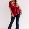 Backseat Sips Babydoll Top In Wine Image - 1