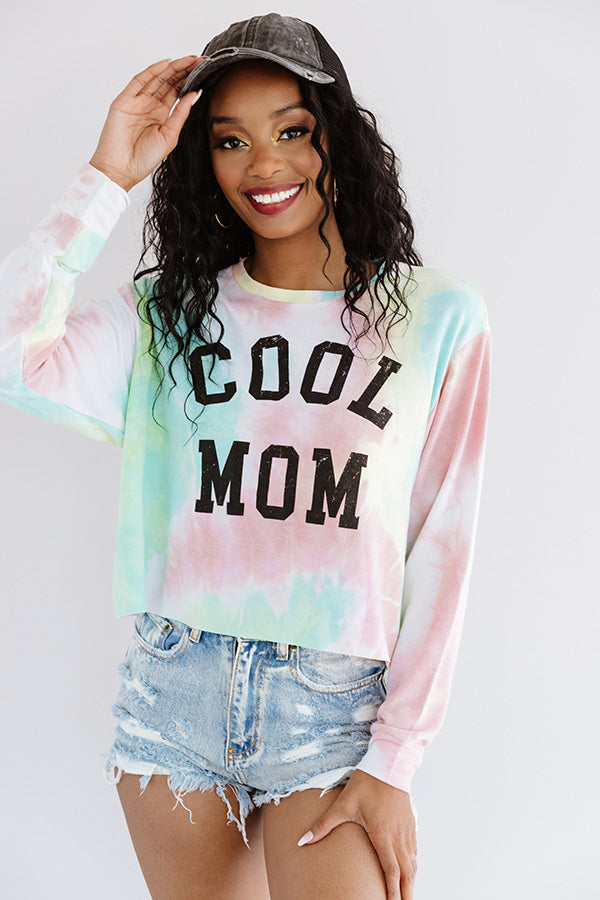 Cool Mom Tie Dye Crop Sweatshirt In Pink