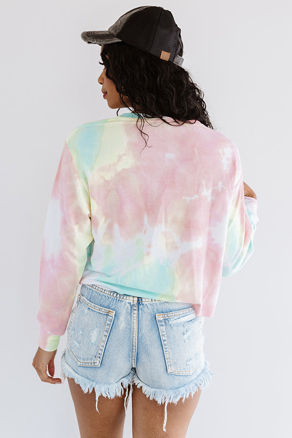 Cool Mom Tie Dye Crop Sweatshirt In Pink Image - 5