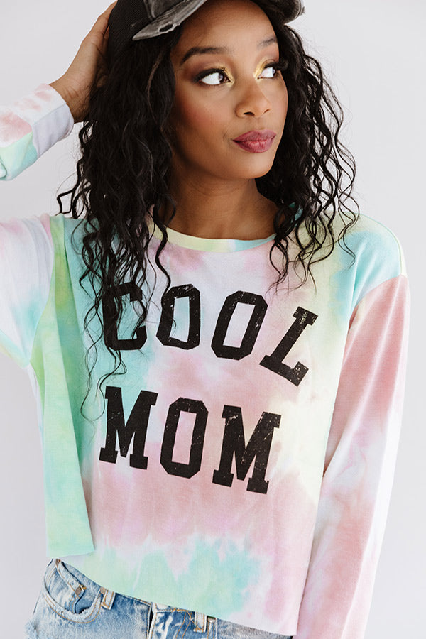 Cool Mom Tie Dye Crop Sweatshirt In Pink Image - 4