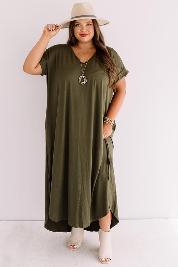 Just My Type T-Shirt Maxi In Army Green   Curves Image - 1