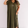 Just My Type T-Shirt Maxi In Army Green   Curves Image - 1