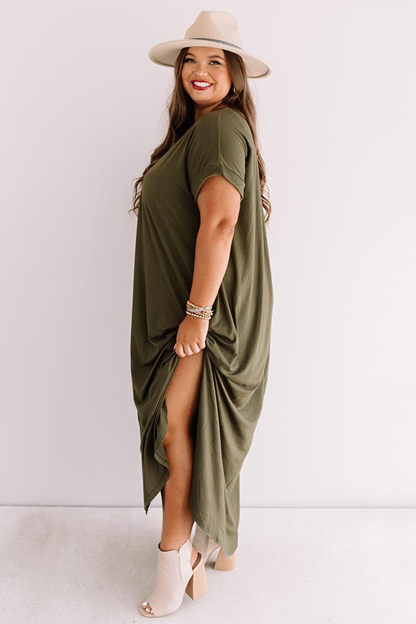 Just My Type T-Shirt Maxi In Army Green   Curves Image - 1