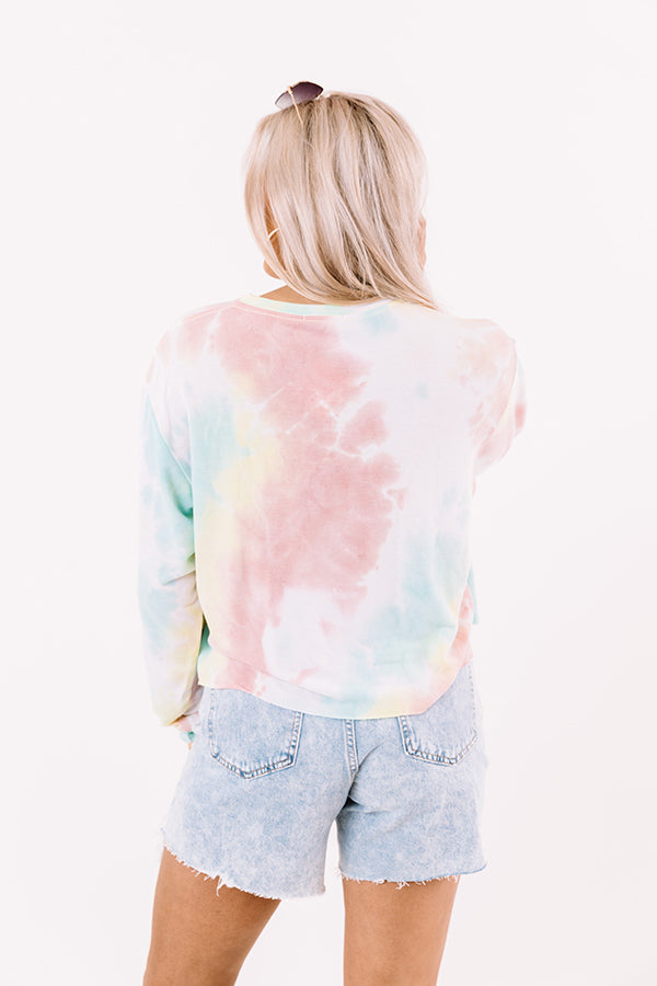 Dream On Dreamer Tie Dye Crop Sweatshirt In Pink • Impressions Online ...