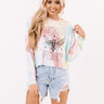 Dream On Dreamer Tie Dye Crop Sweatshirt In Pink Image - 1