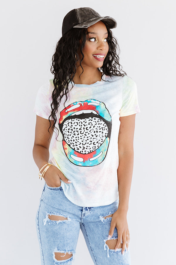 Let's Talk Leopard Tie Dye Tee In Pink Image - 1